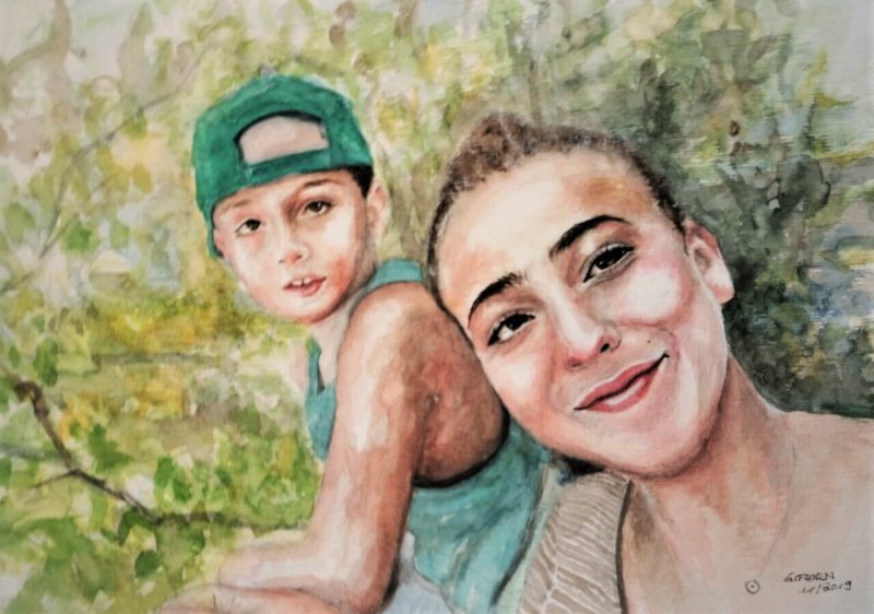 Geschwister im Baum / 30x40 cm / 2019