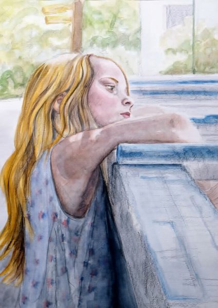 Maedchen mit rotblondem Haar / 30x40 cm / 2019